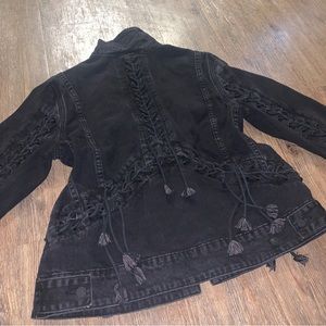 Blank NYC Black Denim Lace Up Jacket